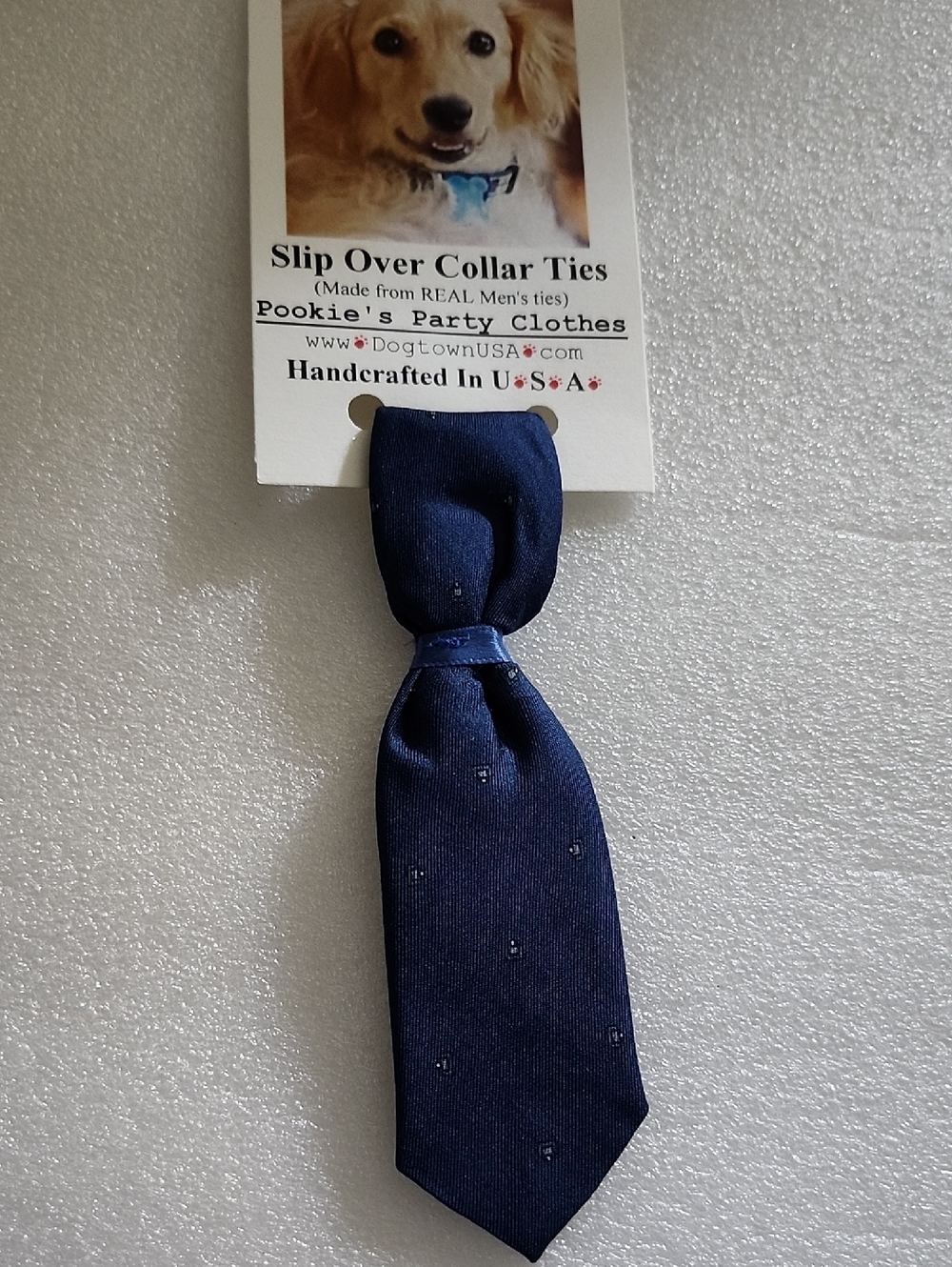 Hand Crafted Navy Blue Slip Over Dog Collar Tie